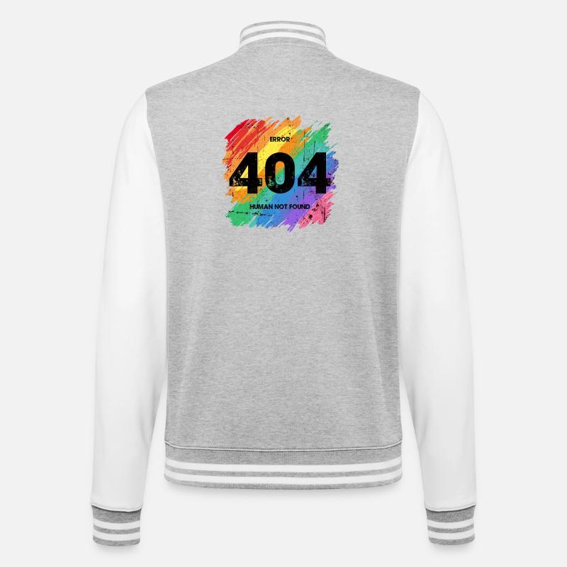 Vibrant Rainbow Error 404 Design - College Sweat Jacket - heather grey/white