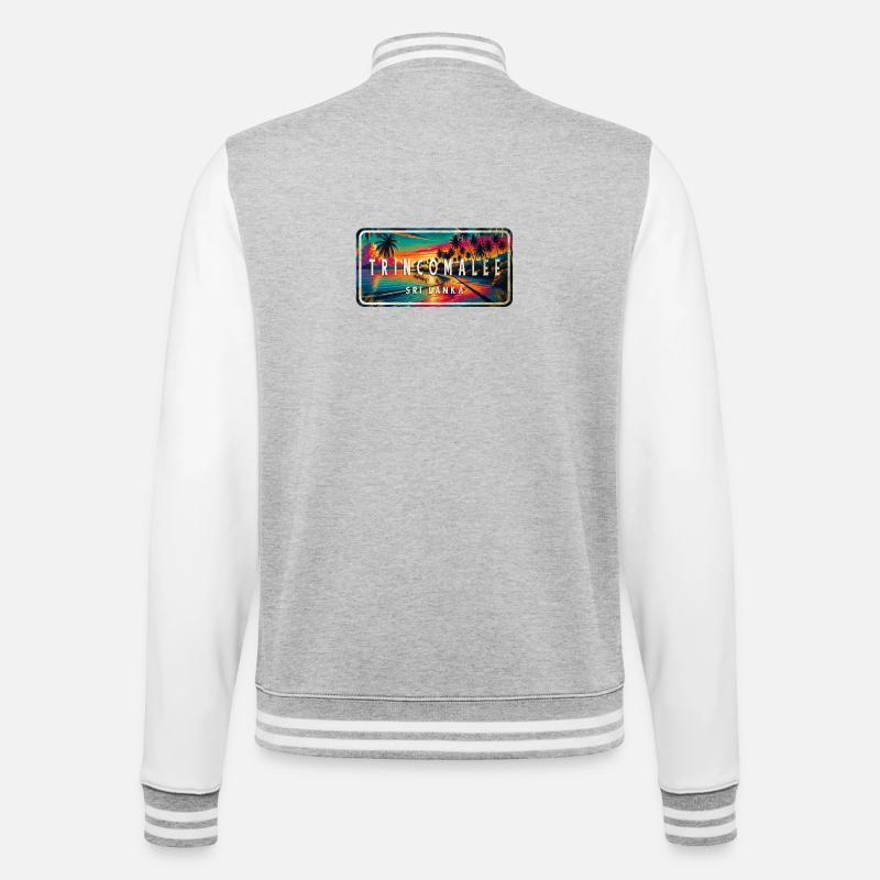Trincomalee Beach Sunset Schild - College-Sweatjacke - Grau meliert/Weiß