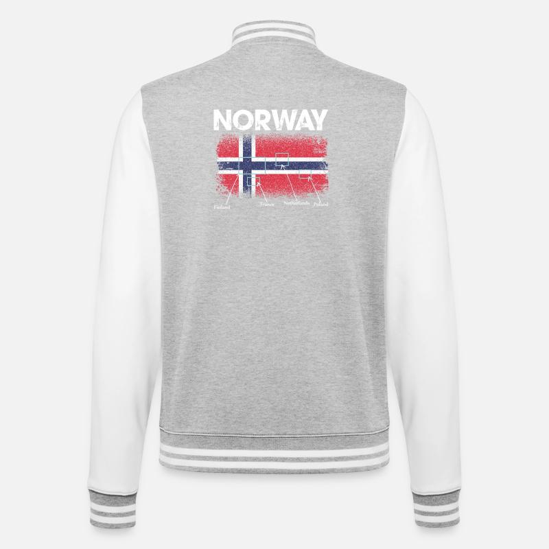 Norway Flag Map Design - College Sweat Jacket - heather grey/white