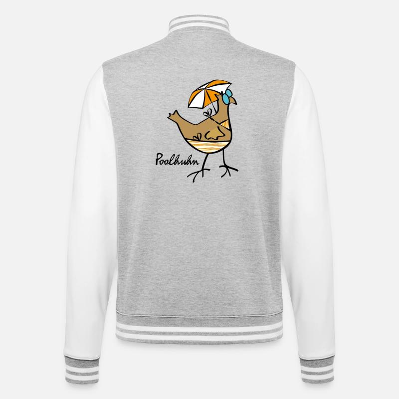 RIKELS Poolhuhn 2026 - College-Sweatjacke - Grau meliert/Weiß