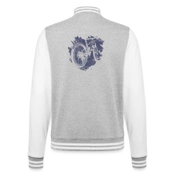 Retro Fahrrad Getriebe Illustration - College-Sweatjacke - Grau meliert/Weiß - Hinten - Marisol (170cm)