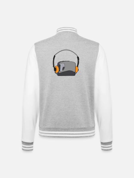 Cool Portable Cassette Audio Player - College Sweat Jacket - heather grey/white