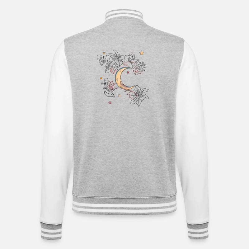 Lune avec des fleurs - Veste Teddy - gris chiné / blanc