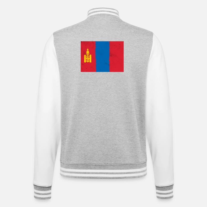 Drapeau de la Mongolie - Veste Teddy - gris chiné / blanc
