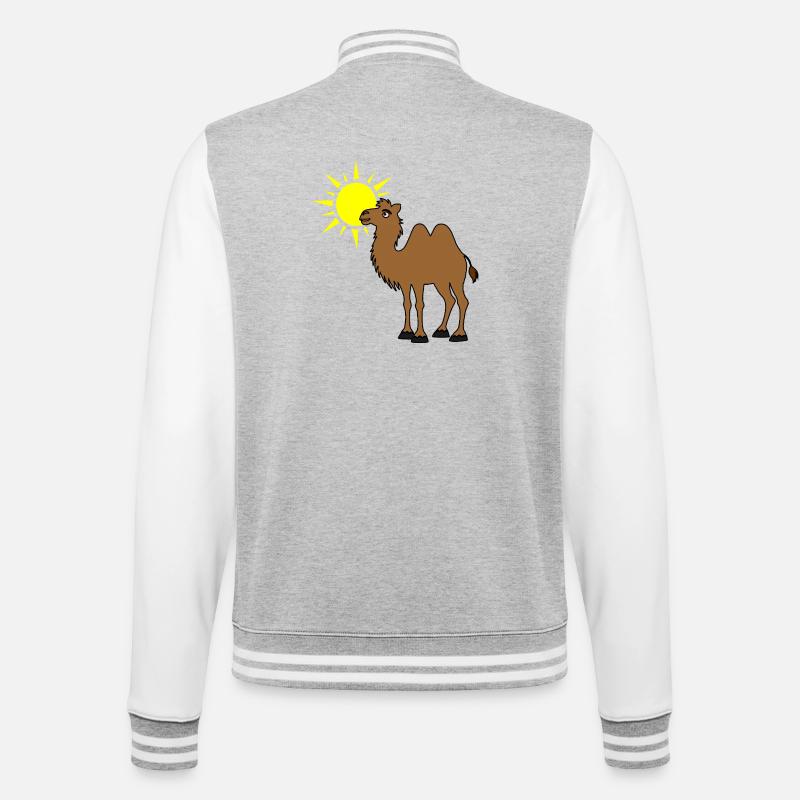 Camel with Sun in the Desert - College Sweat Jacket - heather grey/white