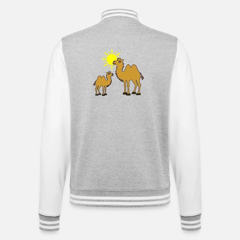 Mutter und Baby Kamel mit Sonne - College-Sweatjacke - Grau meliert/Weiß