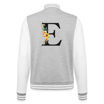 P Monogramme, Floral, Personnalisable - Veste Teddy - gris chiné / blanc - Dos - Marisol (170cm)