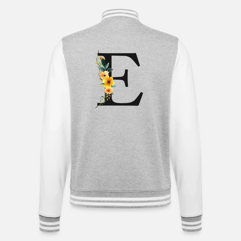 P Monogram, Floral, Customizable - College Sweat Jacket - heather grey/white