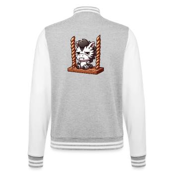 Zèbre se balançant agacé drôle Design - Veste Teddy - gris chiné / blanc - Dos - Marisol (170cm)