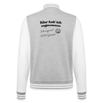 Lachendes Mondgesicht mit Sternen und Spruch - College-Sweatjacke - Grau meliert/Weiß - Hinten - Marisol (170cm)