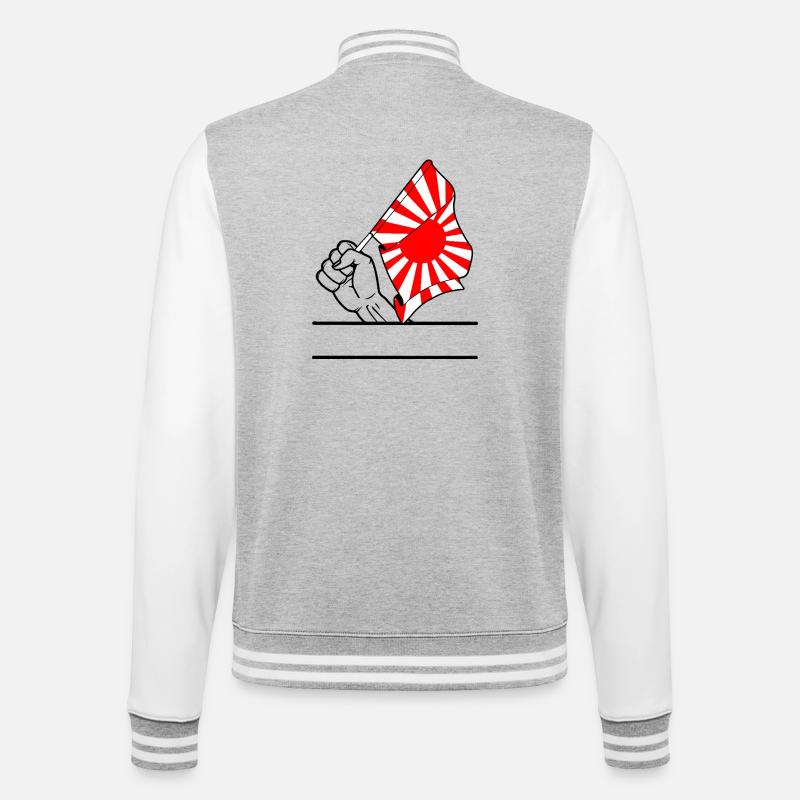 Faust mit aufgehender Sonne Flagge 2 - College-Sweatjacke - Grau meliert/Weiß