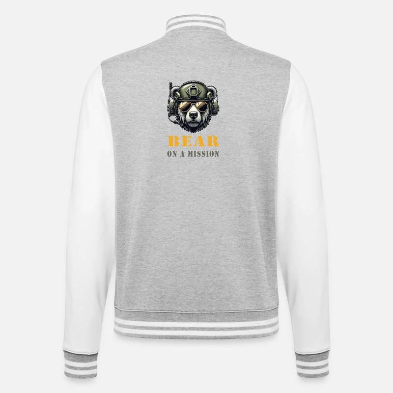 Ours en mission / Conception militaire - Veste Teddy - gris chiné / blanc
