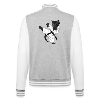 Black cat karate kick, kick - College Sweat Jacket - heather grey/white - Back - Marisol (170cm)