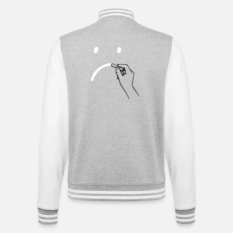 Sad face - College Sweat Jacket - heather grey/white
