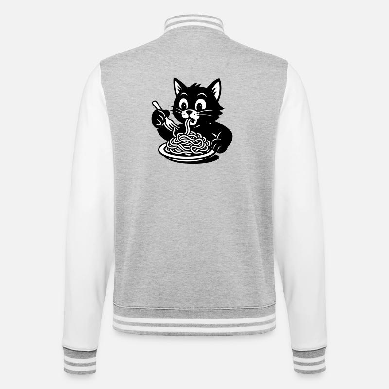 Cat Eats Spaghetti Meme - College Sweat Jacket - heather grey/white