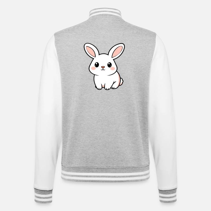 Lapin blanc - Veste Teddy - gris chiné / blanc