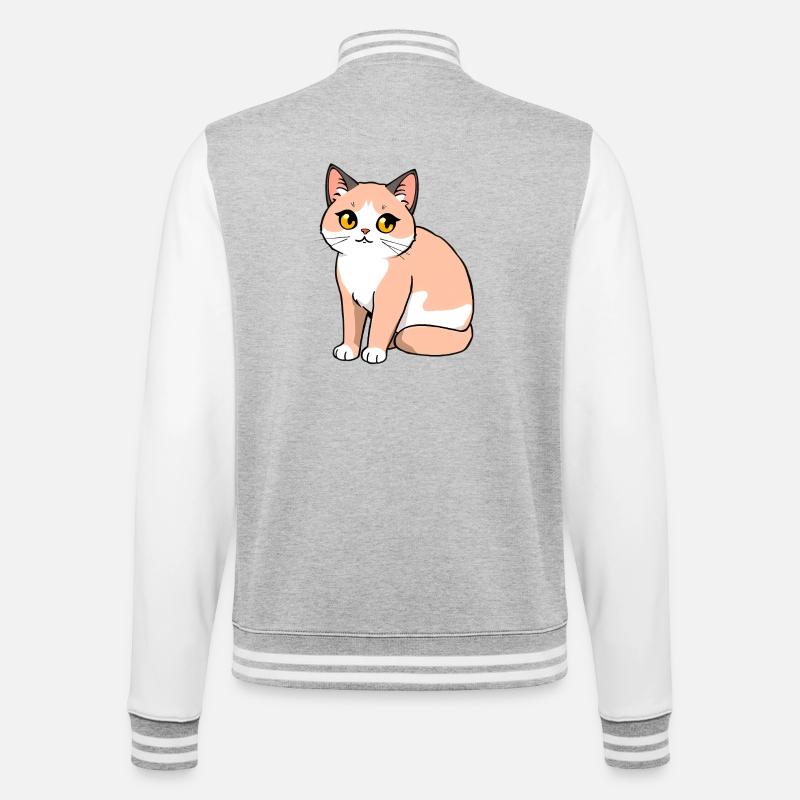 Chat - Veste Teddy - gris chiné / blanc