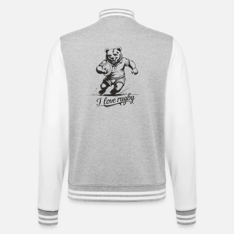 rugby - College Sweat Jacket - heather grey/white