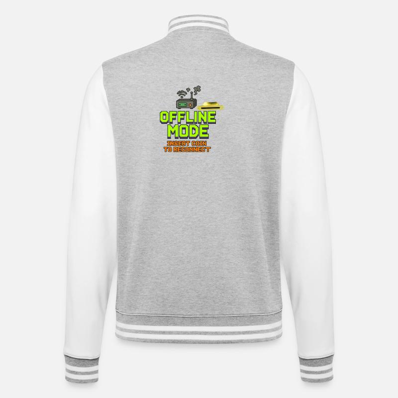 Retro-Gaming Offline-Modedesign - College-Sweatjacke - Grau meliert/Weiß