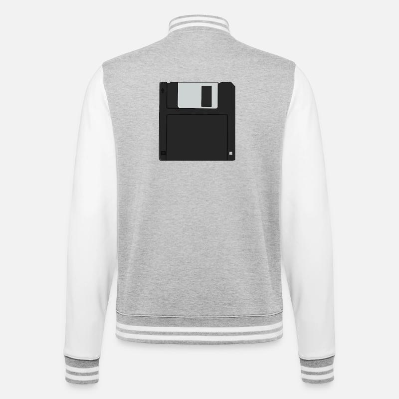 Nostalgische 31/2 Zoll Diskette Retro Diskette - College-Sweatjacke - Grau meliert/Weiß