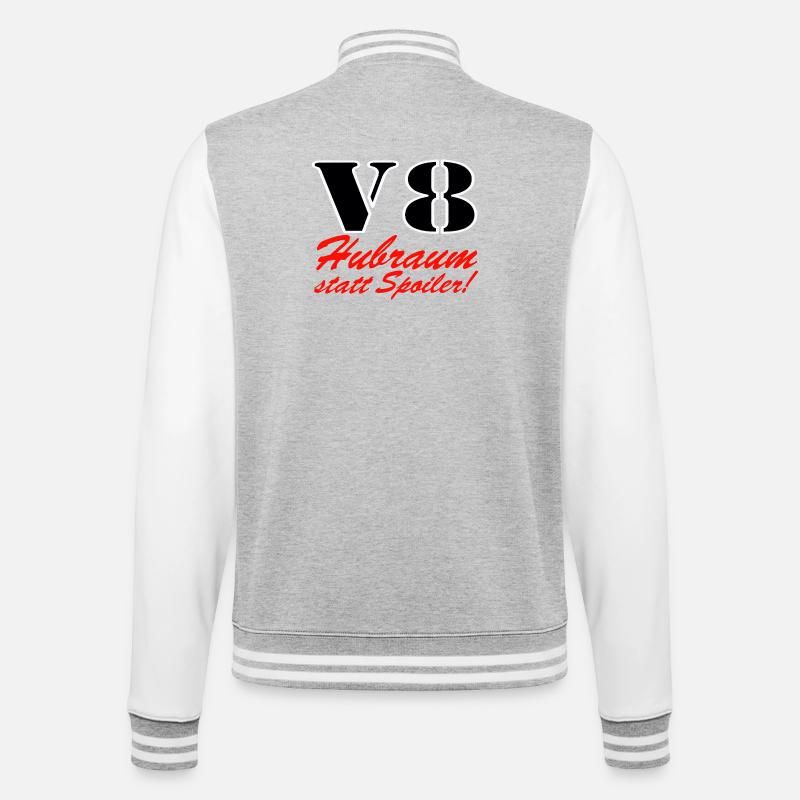 V8 Hubraum statt Spoiler ......................... - College-Sweatjacke - Grau meliert/Weiß