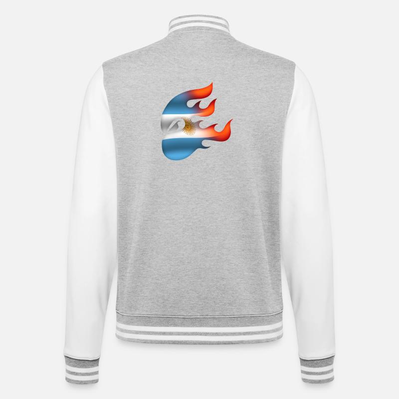 Flagge von Argentinien - Argentinien - Ninja - College-Sweatjacke - Grau meliert/Weiß