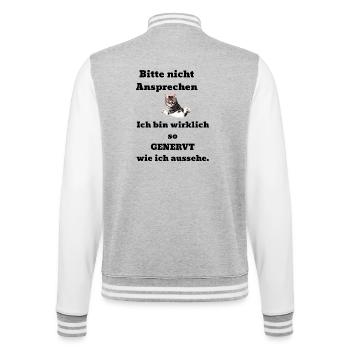 Spruch Kater genervt - College-Sweatjacke - Grau meliert/Weiß - Hinten - Marisol (170cm)