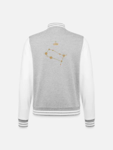 Gemini Zodiac Sign Star Constellation Golden Tones - College Sweat Jacket - heather grey/white