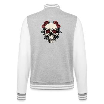Stylish Skull with Roses and Navy - College Sweat Jacket - heather grey/white - Back - Marisol (170cm)