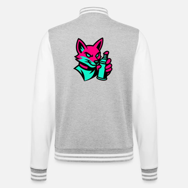 Graffiti Fox - College Sweat Jacket - heather grey/white