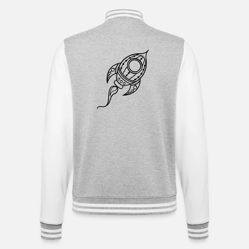 Rocket Ship Doodle Space Travel - College Sweat Jacket - heather grey/white
