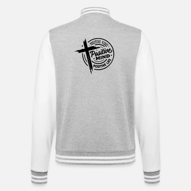 Abstract Geometric Pattern T-Shirt Design - College Sweat Jacket - heather grey/white
