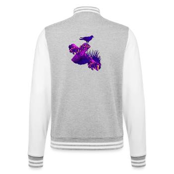 Violettes Holzkreuz Krähen Silhouette Efeu - College-Sweatjacke - Grau meliert/Weiß - Hinten - Marisol (170cm)