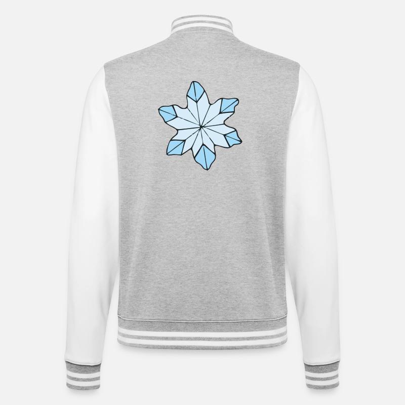 Stilvolle Blaue Eisblume design - College-Sweatjacke - Grau meliert/Weiß