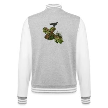 Krähe auf Holzkreuz, efeu - College-Sweatjacke - Grau meliert/Weiß - Hinten - Marisol (170cm)