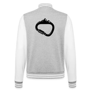 Karabiner und Berge – Einfach Klettern - College-Sweatjacke - Grau meliert/Weiß - Hinten - Marisol (170cm)