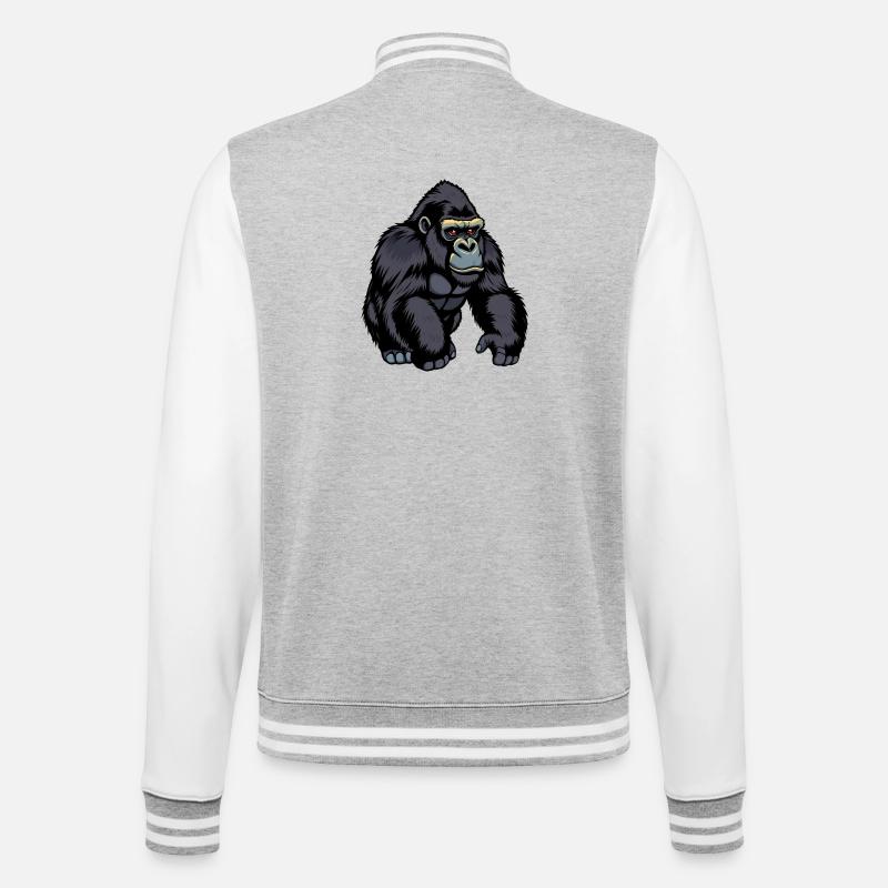 Gorilla - College-Sweatjacke - Grau meliert/Weiß