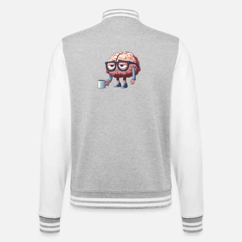 Breloque cérébrale décontractée avec café - Veste Teddy - gris chiné / blanc
