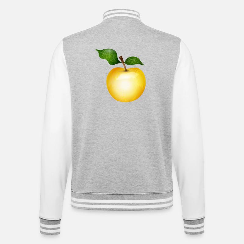 Pomme dorée avec illustration de feuilles vertes - Veste Teddy - gris chiné / blanc