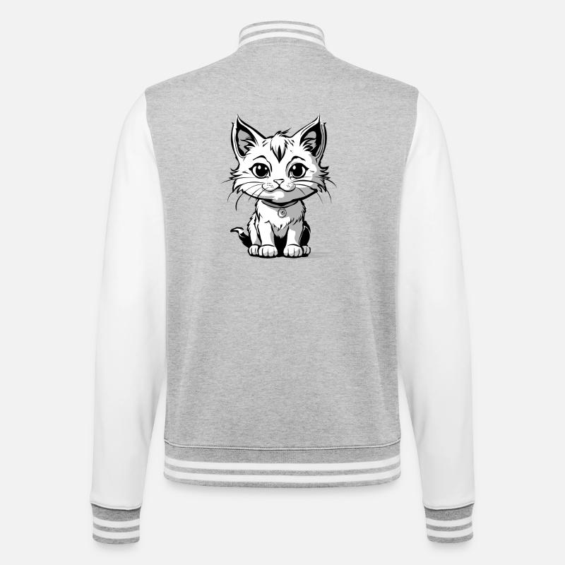 Kittycat - College-Sweatjacke - Grau meliert/Weiß