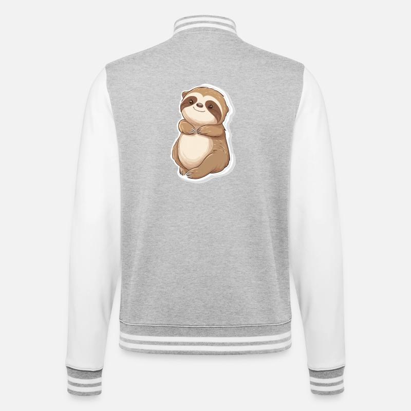 Faultier - College-Sweatjacke - Grau meliert/Weiß