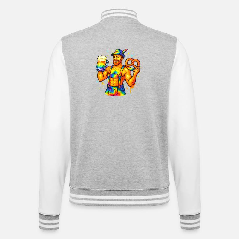 Fierté bavaroise - Veste Teddy - gris chiné / blanc