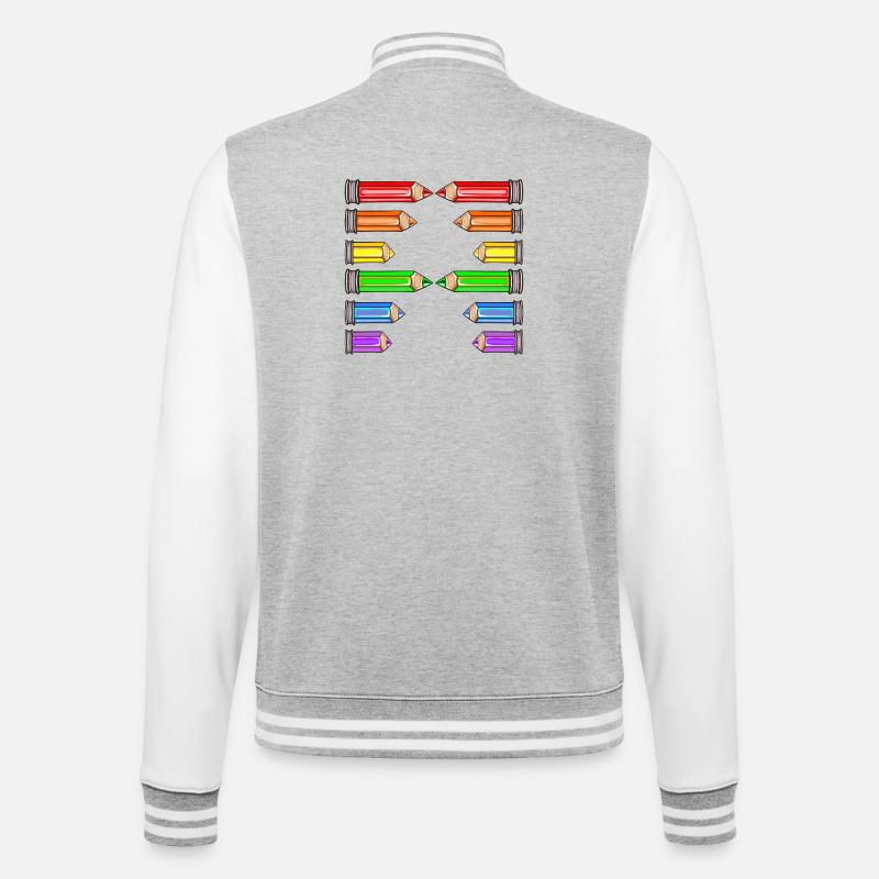 BUCHSTABE A NAME SCHULE BUNTSTIFTE - College-Sweatjacke - Grau meliert/Weiß