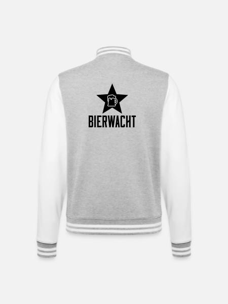 Bierkrug Linienkunst - College-Sweatjacke - Grau meliert/Weiß