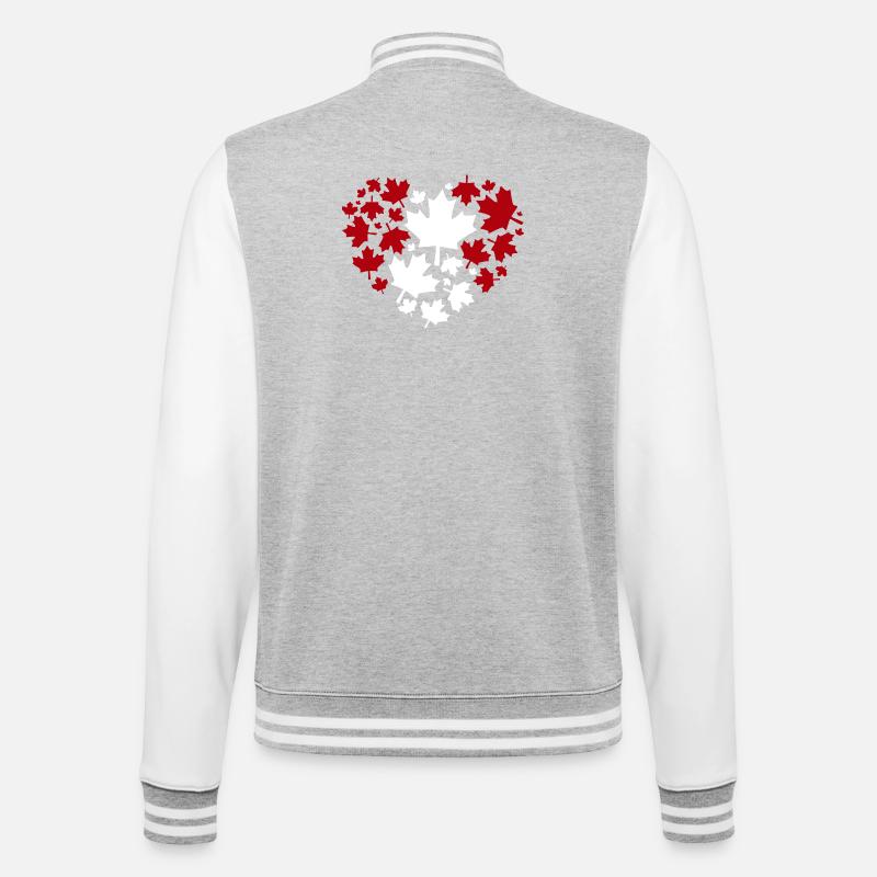 Maple Leaf Heart Pattern - College Sweat Jacket - heather grey/white