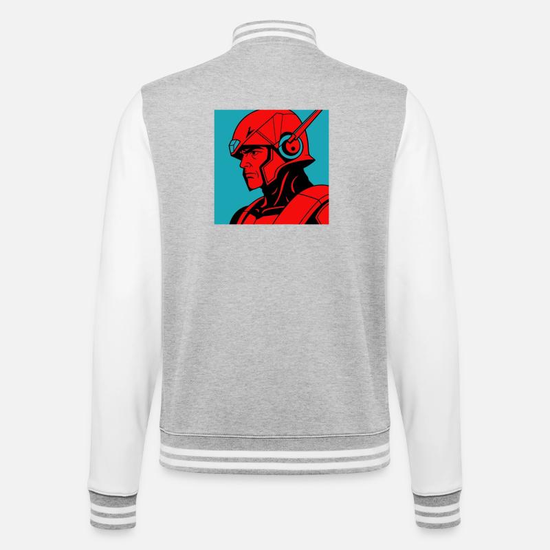 Retro-Future Hero - College-Sweatjacke - Grau meliert/Weiß