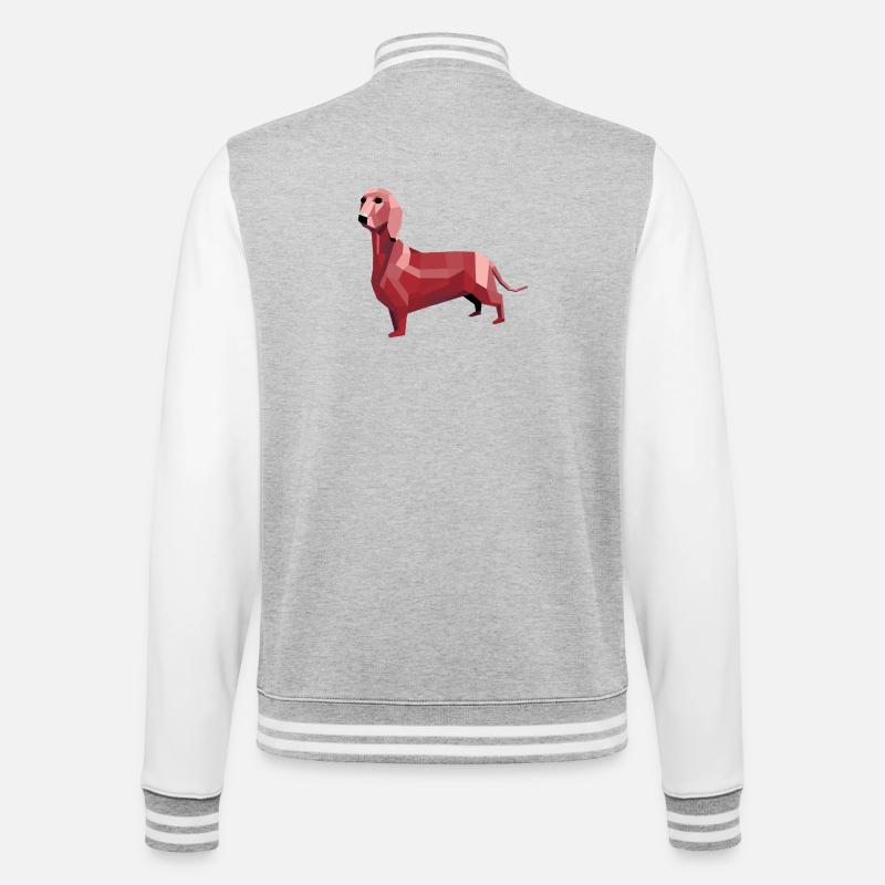 Dackel low poly rot - College-Sweatjacke - Grau meliert/Weiß
