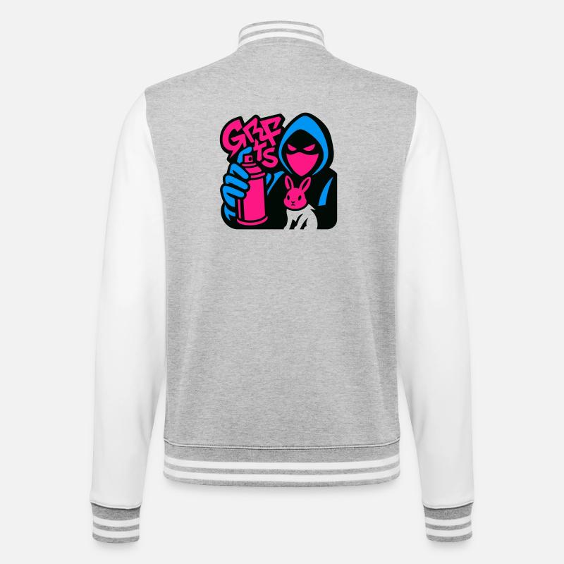 Graffiti Rabbit blue/pink - College-Sweatjacke - Grau meliert/Weiß