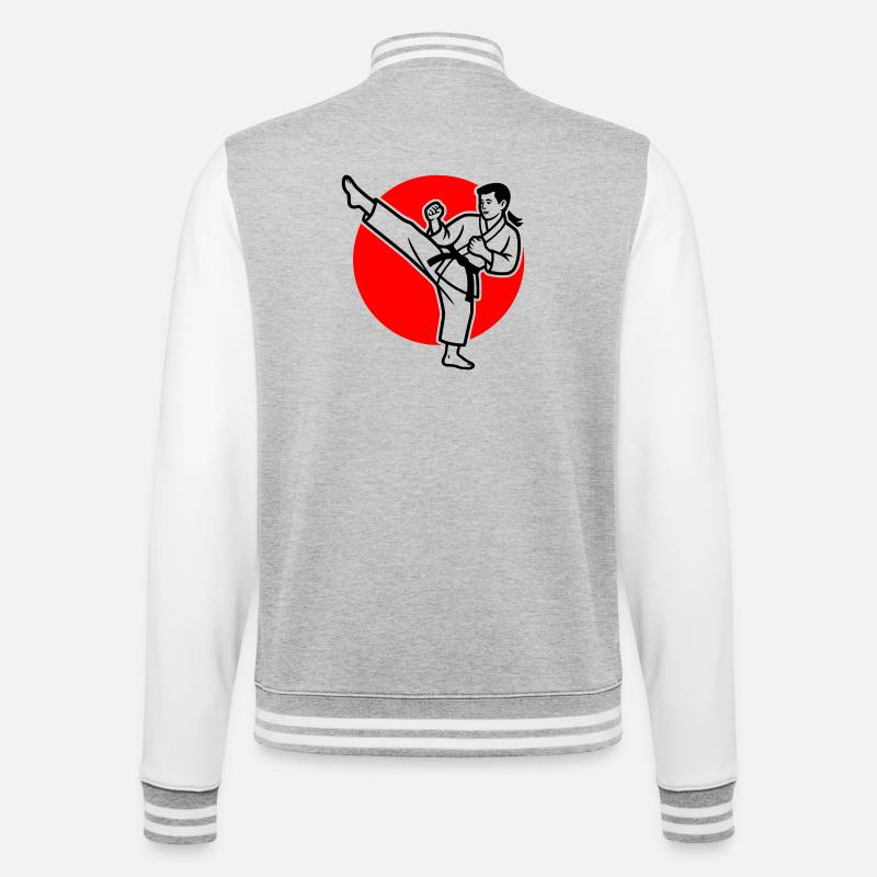 Karate Mae-Geri - College Sweat Jacket - heather grey/white