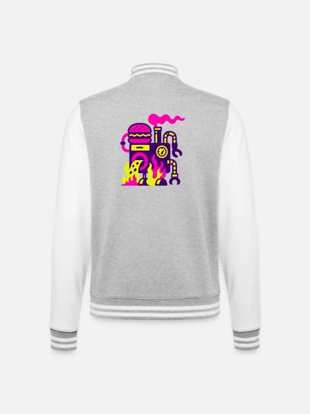 Burger Machine - College Sweat Jacket - heather grey/white